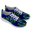 Blue Green Zig Zag Waves Pattern Men s Lightweight Sports Shoes View3