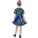 Blue Green Zig Zag Waves Pattern Kids  Sailor Dress View2