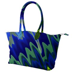 Blue Green Zig Zag Waves Pattern Canvas Shoulder Bag by SpinnyChairDesigns