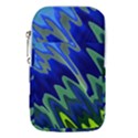 Blue Green Zig Zag Waves Pattern Waist Pouch (Small) View1