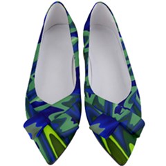 Blue Green Zig Zag Waves Pattern Women s Bow Heels by SpinnyChairDesigns