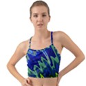 Blue Green Zig Zag Waves Pattern Mini Tank Bikini Top View1