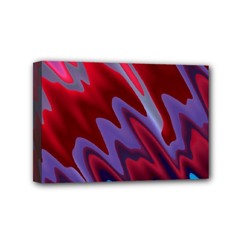 Red Blue Zig Zag Waves Pattern Mini Canvas 6  x 4  (Stretched)