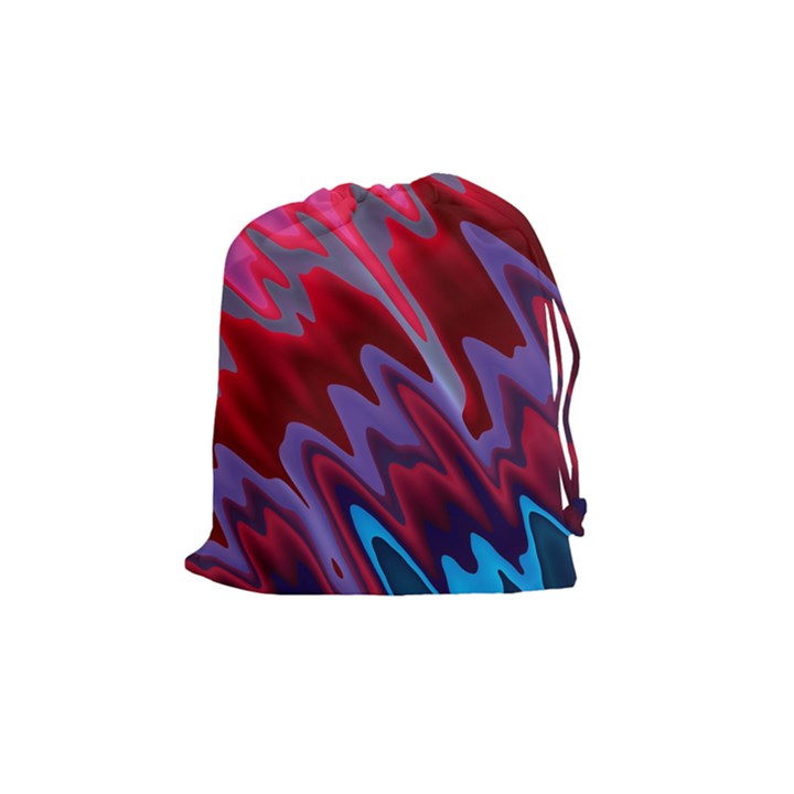 Red Blue Zig Zag Waves Pattern Drawstring Pouch (Medium)