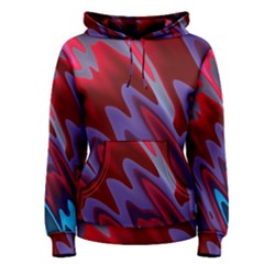 Red Blue Zig Zag Waves Pattern Women s Pullover Hoodie