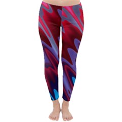 Red Blue Zig Zag Waves Pattern Classic Winter Leggings