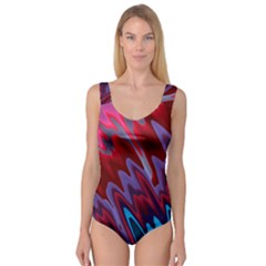 Red Blue Zig Zag Waves Pattern Princess Tank Leotard 