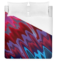 Red Blue Zig Zag Waves Pattern Duvet Cover (Queen Size)