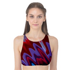 Red Blue Zig Zag Waves Pattern Tank Bikini Top