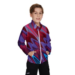 Red Blue Zig Zag Waves Pattern Kids  Windbreaker