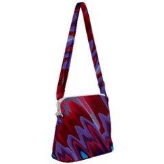 Red Blue Zig Zag Waves Pattern Zipper Messenger Bag