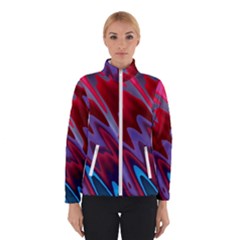 Red Blue Zig Zag Waves Pattern Winter Jacket