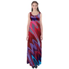 Red Blue Zig Zag Waves Pattern Empire Waist Maxi Dress