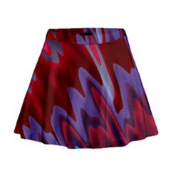 Red Blue Zig Zag Waves Pattern Mini Flare Skirt