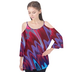 Red Blue Zig Zag Waves Pattern Flutter Tees