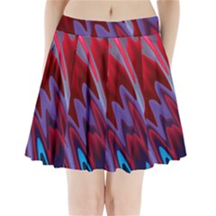 Red Blue Zig Zag Waves Pattern Pleated Mini Skirt