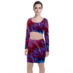 Red Blue Zig Zag Waves Pattern Top and Skirt Sets