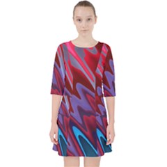 Red Blue Zig Zag Waves Pattern Pocket Dress