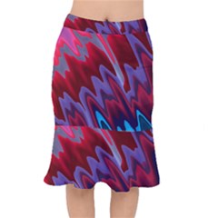 Red Blue Zig Zag Waves Pattern Short Mermaid Skirt