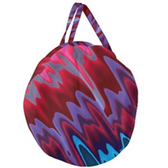 Red Blue Zig Zag Waves Pattern Giant Round Zipper Tote