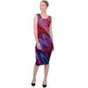 Red Blue Zig Zag Waves Pattern Sleeveless Pencil Dress View3