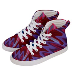 Red Blue Zig Zag Waves Pattern Women s Hi-Top Skate Sneakers