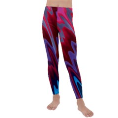 Red Blue Zig Zag Waves Pattern Kids  Lightweight Velour Leggings