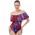 Red Blue Zig Zag Waves Pattern Off Shoulder Velour Bodysuit  View1