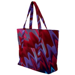 Red Blue Zig Zag Waves Pattern Zip Up Canvas Bag