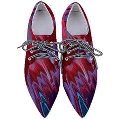 Red Blue Zig Zag Waves Pattern Pointed Oxford Shoes