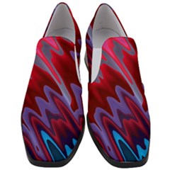 Red Blue Zig Zag Waves Pattern Women Slip On Heel Loafers