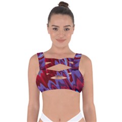 Red Blue Zig Zag Waves Pattern Bandaged Up Bikini Top