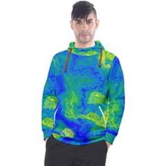 Neon Green Blue Grunge Texture Pattern Men s Pullover Hoodie by SpinnyChairDesigns