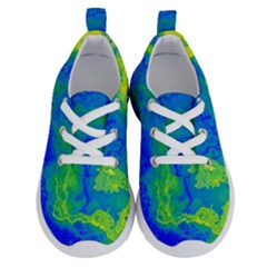 Neon Green Blue Grunge Texture Pattern Running Shoes by SpinnyChairDesigns