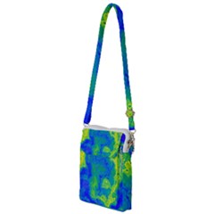 Neon Green Blue Grunge Texture Pattern Multi Function Travel Bag by SpinnyChairDesigns