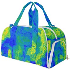 Neon Green Blue Grunge Texture Pattern Burner Gym Duffel Bag