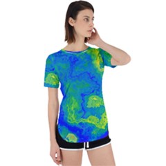 Neon Green Blue Grunge Texture Pattern Perpetual Short Sleeve T-shirt