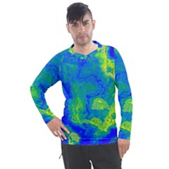 Neon Green Blue Grunge Texture Pattern Men s Pique Long Sleeve Tee