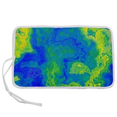 Neon Green Blue Grunge Texture Pattern Pen Storage Case (l)