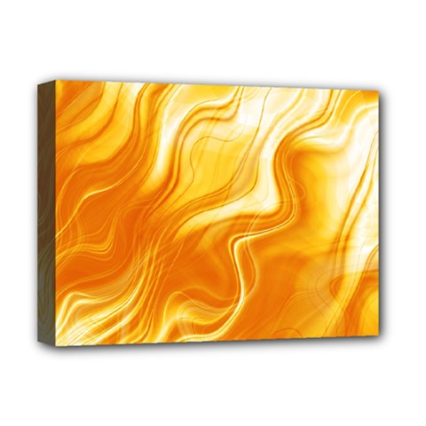 Gold Flames Pattern Deluxe Canvas 16  X 12  (stretched)  by SpinnyChairDesigns