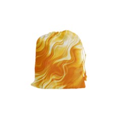 Gold Flames Pattern Drawstring Pouch (small) by SpinnyChairDesigns