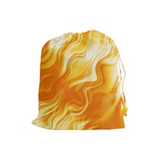 Gold Flames Pattern Drawstring Pouch (large) by SpinnyChairDesigns