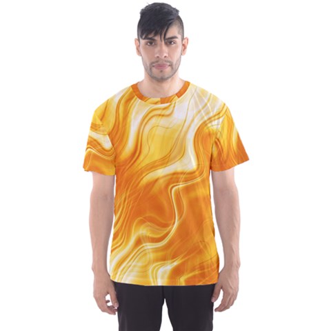 Gold Flames Pattern Men s Sport Mesh Tee by SpinnyChairDesigns