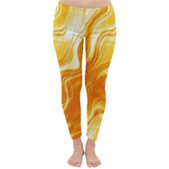 Gold Flames Pattern Classic Winter Leggings