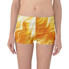 Gold Flames Pattern Boyleg Bikini Bottoms by SpinnyChairDesigns