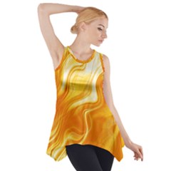 Gold Flames Pattern Side Drop Tank Tunic by SpinnyChairDesigns