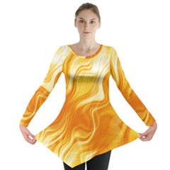 Gold Flames Pattern Long Sleeve Tunic  by SpinnyChairDesigns