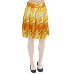 Gold Flames Pattern Pleated Skirt by SpinnyChairDesigns