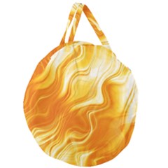 Gold Flames Pattern Giant Round Zipper Tote by SpinnyChairDesigns