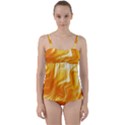 Gold Flames Pattern Twist Front Tankini Set View1